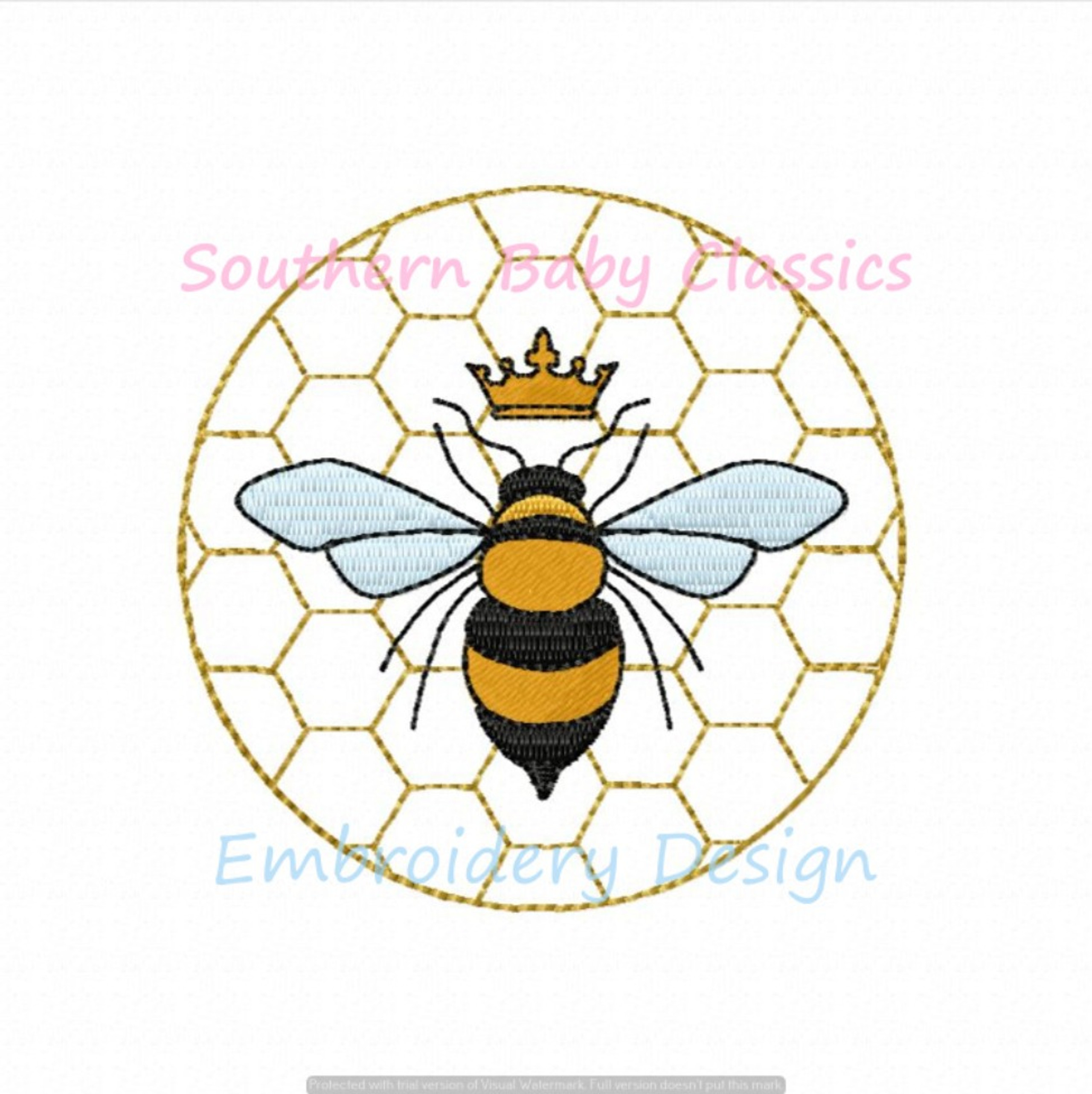 Bee Hive Border Machine Embroidery Design Spring Summer Honey