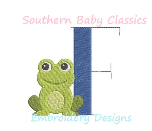 Frog F Alphabet Animal Monogram Initial Font Machine Embroidery Design Boy Girl