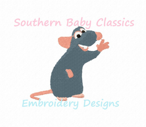 French Rat Mouse Character Full Fill Machine Embroidery Design Theme Park