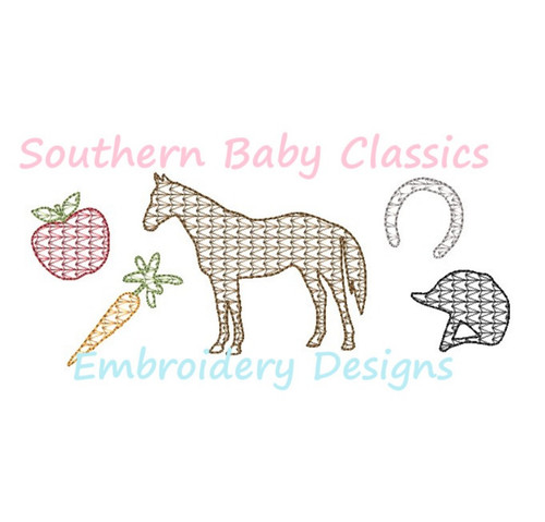 Equestrian Horse Accessories Deco Fill Machine Embroidery Design Horses Riding