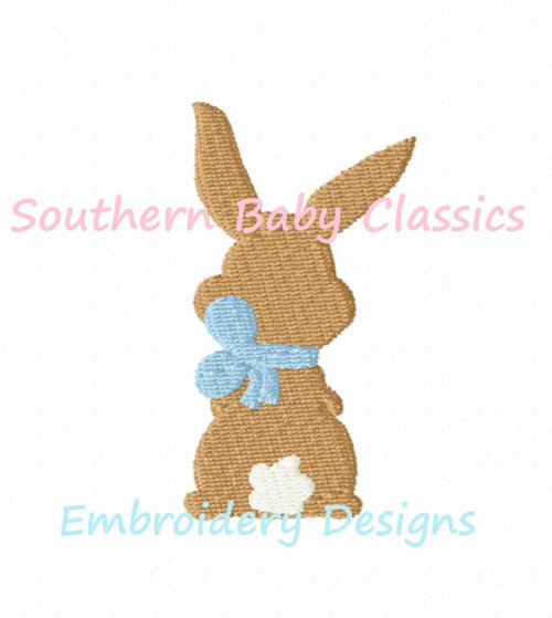 Easter Bunny Rabbit Back With Bow Around Neck Full Fill Machine Embroidery Design