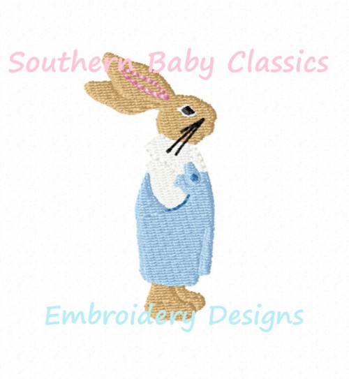 Easter Bunny Rabbit Boy In Overall Jon Jon Mini Fill Embroidery Design Spring