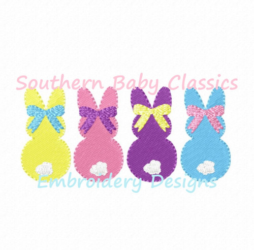 Bunny Rabbit Girl With Bow Four Easter Machine Embroidery Design Full Fill