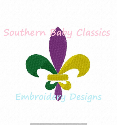 Fleur De Lis Mardi Gras Full Fill Machine Embroidery Design Boy Girl