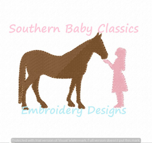 Girl and Horse Full Fill Machine Embroidery Design Jockey Riding Equestrian