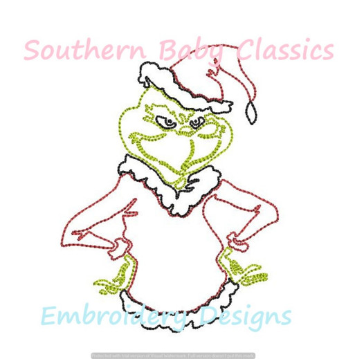 Christmas Grouch Vintage Stitch Machine Embroidery Design Boy Girl Character