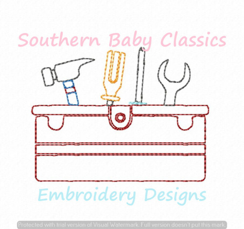 Tool Box Quick Vintage Stitch Machine Embroidery Design Construction