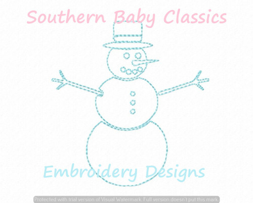 Snowman Machine Embroidery Design Vintage Stitch One Color Winter Christmas