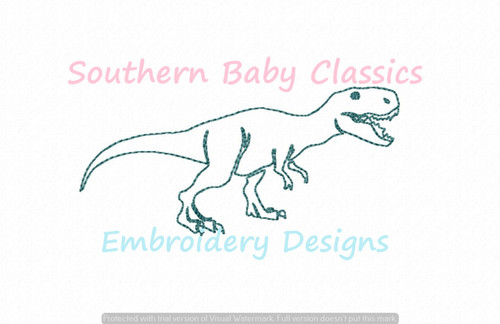 Dinosaur Vintage Stitch Machine Embroidery Design One Color Dinosaurs