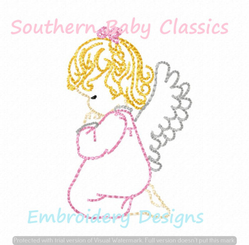 Praying Prayer Little Girl Angel Embroidery Design Vintage Stitch Christmas