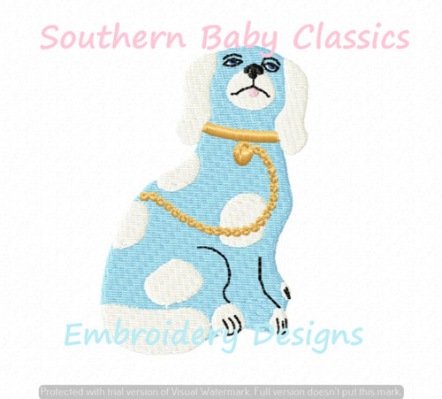 Staffordshire Terrier Dog Mini Fill Machine Embroidery Design Grand Millennial Chinoiserie Preppy