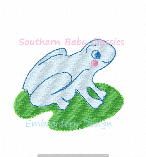 Preppy Frog on Lilly Pad Machine Embroidery Design Boy Girl Summer Bonnet Frogs