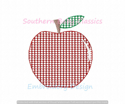Apple Artsy Chic Fill Machine Embroidery Design Teacher Back to School Kindergarten