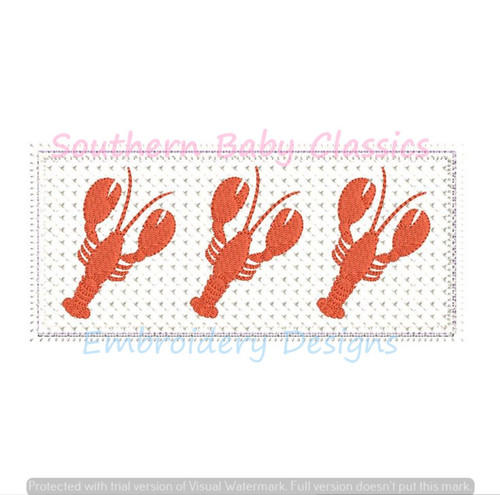 Lobster Textured Panel Applique Machine Embroidery Design Faux Smocking Cross Stitch Summer Preppy