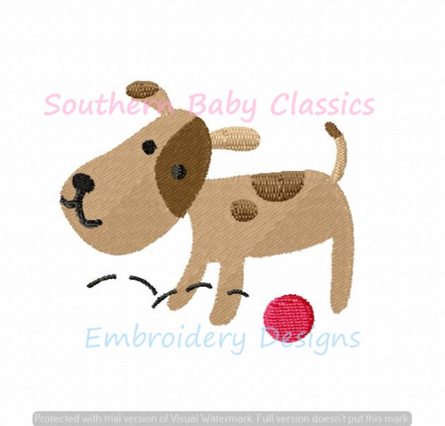 Spotted Dog with Ball Mini Fill Machine Embroidery Design Puppy Boy Girl Bouncing