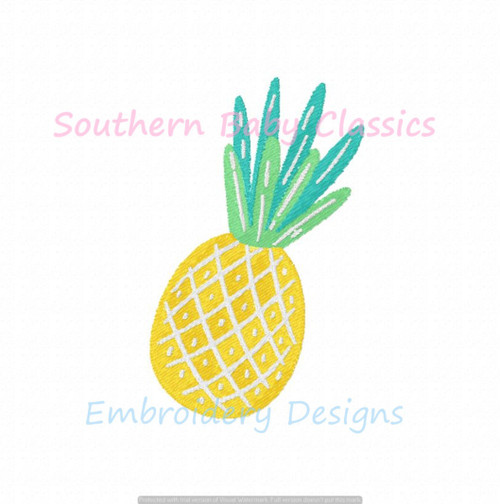 Summer Pineapple Mini Fill Machine Embroidery Design Preppy Beach Fruit Vacation