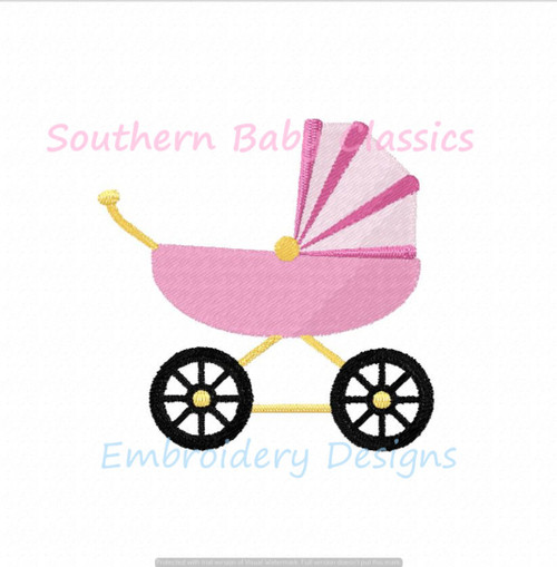 Stroller Pram Baby Mini Fill Machine Embroidery Design Baby Shower Gift