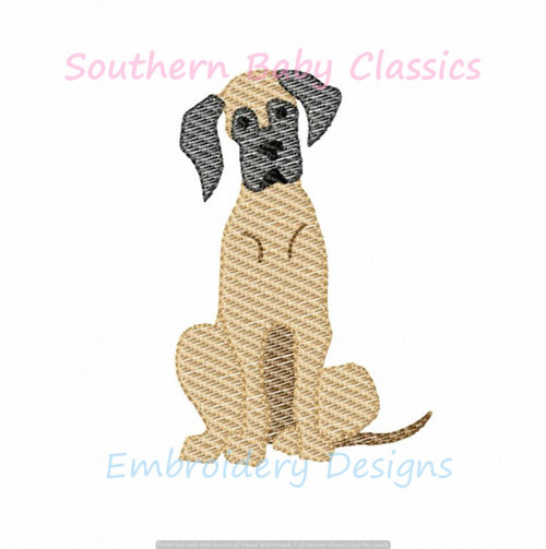 Great Dane Dog Light Sketchy Fill Machine Embroidery Design Dogs Boy Girl Puppy