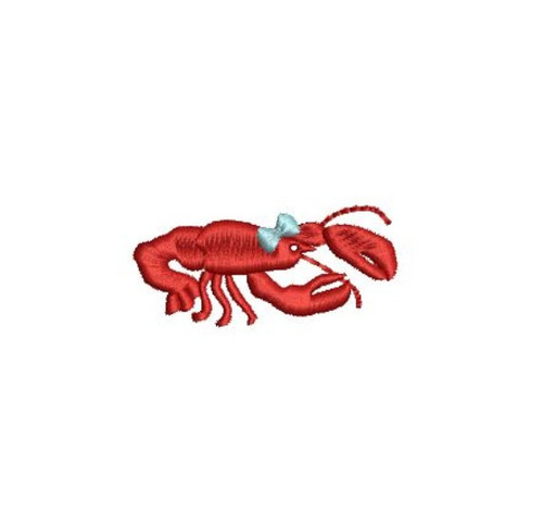 Crawfish Girl with Bow Mini Fill Machine Embroidery Design Mardi Gras Lobster Crawdad