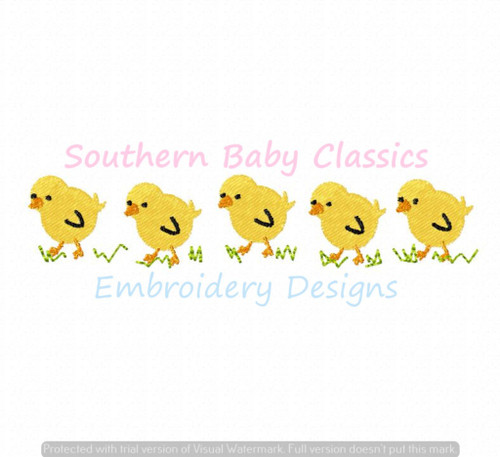 Chicks in a Row Machine Embroidery Design Baby Shower Easter Spring Chickens