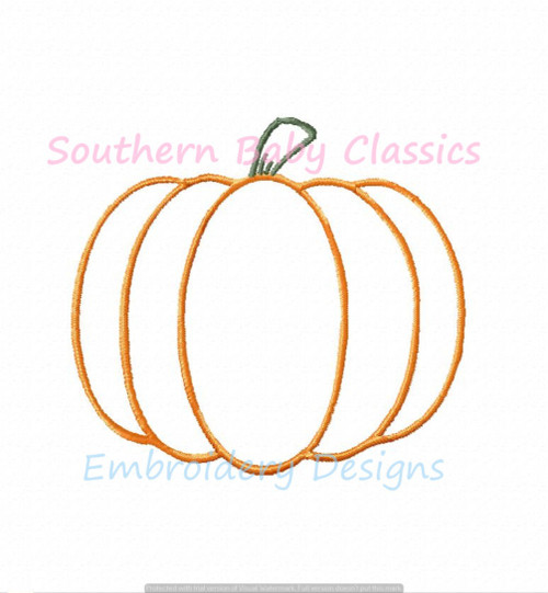 Simple Pumpkin Satin Stitch Outline Machine Embroidery Design Fall Autumn Halloween
