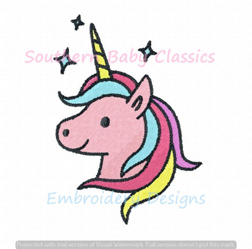Sparkle Unicorn Full Fill Machine Embroidery Design Pony Horse Little Girl