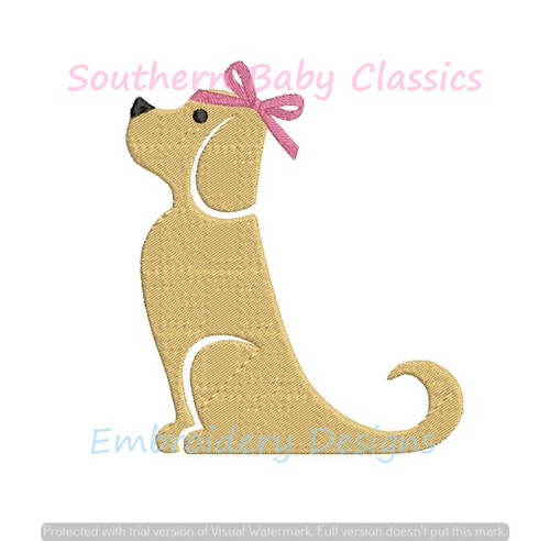 Simple Girl Dog With Bow Mini Fill Machine Embroidery Design Lab Retriever Boy Girl Baby