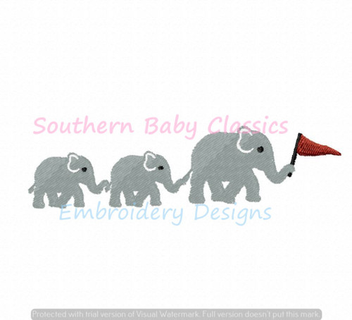 Elephant Trio Mommy and Baby Football Machine Embroidery Design Mascot Flag