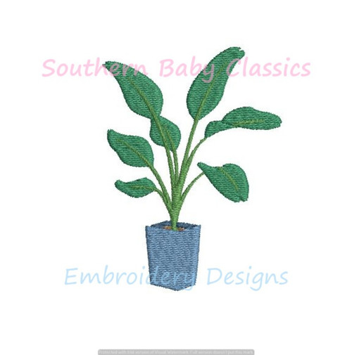 Arrowhead Vine House Plant in Vase Machine Embroidery Design Boho Preppy Plants Palm