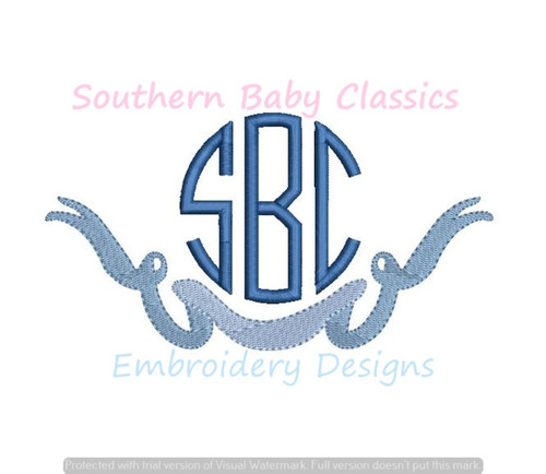 Ribbon Swag Monogram Frame Baby Boy Girl Fill Machine Embroidery Design