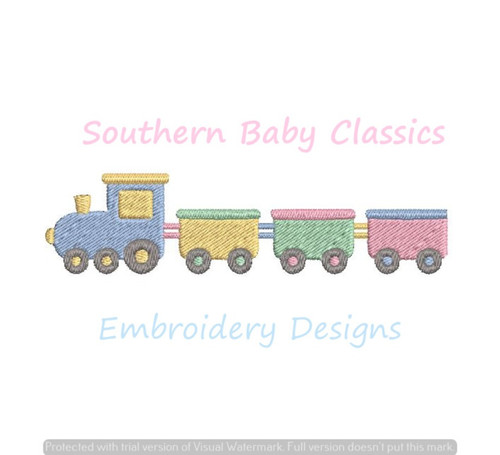 Toy Train Machine Embroidery Design Full Fill Boy Girl Baby Shower Classic