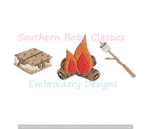 Smores Camping Marshmallow Camp Fire Summer Boy Girl Full Fill Machine Embroidery Design