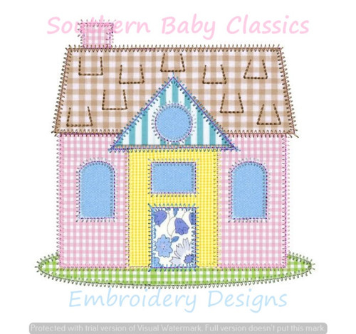 House Applique Zig Zag Machine Embroidery Home Cute Boy Girl Baby