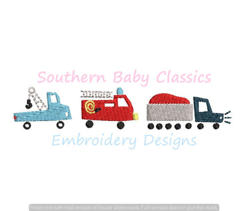 Big Truck Row Fill Machine Embroidery Design Truck Firetruck Big Rig Boy