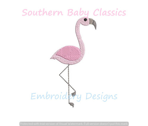 Flamingo Mini Fill Machine Embroidery Design Preppy Summer Vacation Zoo Animal