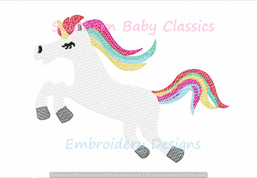 Rainbow Unicorn Horse Light Sketchy Fill Machine Embroidery Design Boy Princess Unicorns Birthday