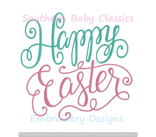 Happy Easter Word Art Fill Machine Embroidery Design