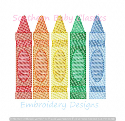 Crayons Crayon Light Sketchy Fill Machine Embroidery Design Back to School 100 Day Teacher