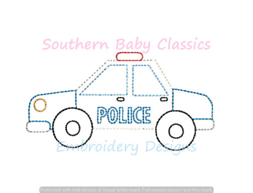 Police Car Cruiser Vintage Stitch Machine Embroidery Design Boy Cars Vehicles Toy