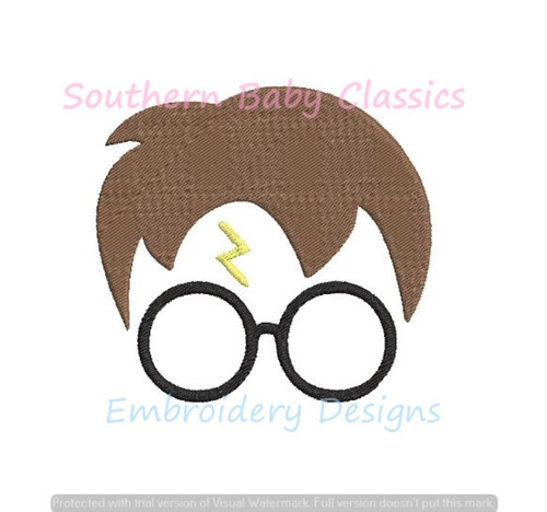 Wizard Boy with Glasses and Scar Mini Full Fill Machine Embroidery Design