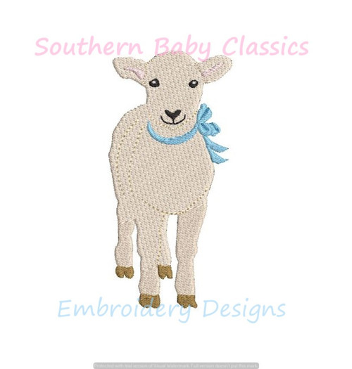 Lamb Sheep with Bow Easter Baby Spring Mini Fill Machine Embroidery Design