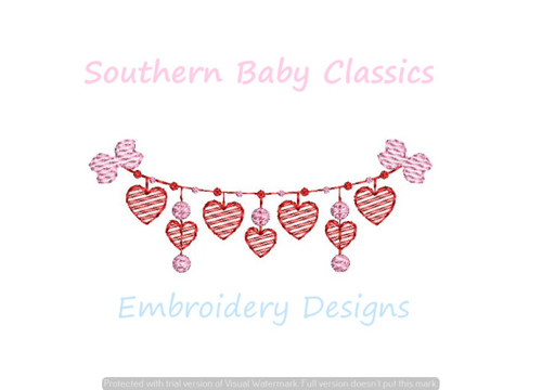 Heart Bow Swag Valentine's Day Sketchy Light Fill Machine Embroidery Design Valentine's Day