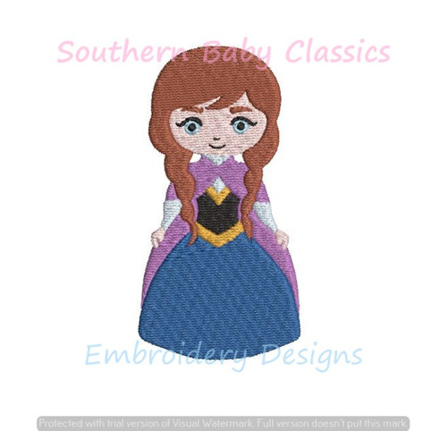 Froze Ice Princess Sister Anna Character Mini Fill Machine Embroidery Design