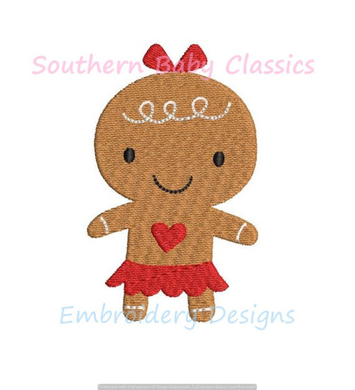 Gingerbread Girl Christmas Cookie Mini Fill Machine Embroidery Design