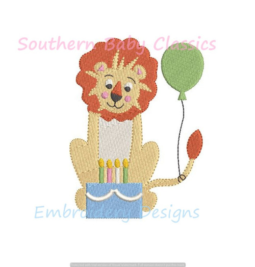 Birthday Lion Cake Balloon Mini Fill Machine Embroidery Design