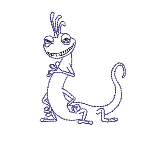 Villain Monster Lizard Vintage Stitch Machine Embroidery Design