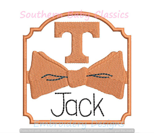 T Bowtie Bow Tie Frame Tennessee Machine Embroidery Design Football