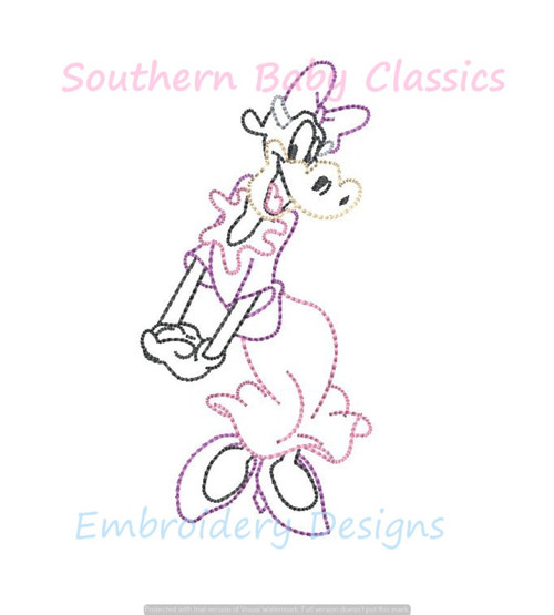 Girl Cow Character Vintage Stitch Machine Embroidery Design