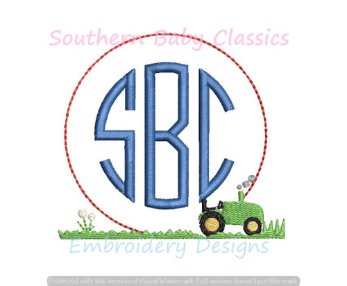 Lawn Mowing Mower Grass Monogram Circle Frame Machine Embroidery Design Summer Boy