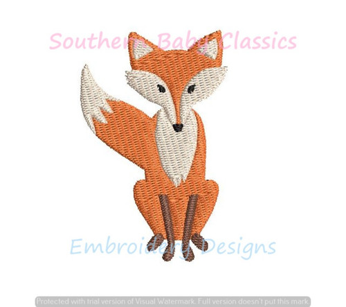 Sitting Fox Mini Fill Machine Embroidery Design Fall Autumn Boy Baby